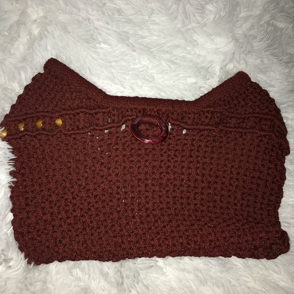 Burgundy Crochet Clutch - Picture 1 of 5